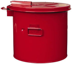 Justrite - 3.5 Gallon Capacity, Coated Steel, Red Wash Tank - 13 Inch High x 13-3/4 Inch Diameter, Includes Basket - All Tool & Supply