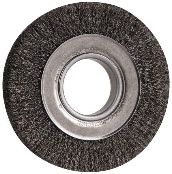 Anderson - 6" OD, 2" Arbor Hole, Crimped Steel Wheel Brush - 1" Face Width, 1-1/8" Trim Length, 0.0118" Filament Diam, 6,000 RPM - All Tool & Supply