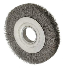 Anderson - 8" OD, 2" Arbor Hole, Crimped Steel Wheel Brush - 1-1/8" Face Width, 1-1/2" Trim Length, 0.014" Filament Diam, 4,500 RPM - All Tool & Supply