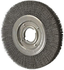 Anderson - 10" OD, 2" Arbor Hole, Crimped Steel Wheel Brush - 1-1/4" Face Width, 2" Trim Length, 0.0118" Filament Diam, 3,600 RPM - All Tool & Supply