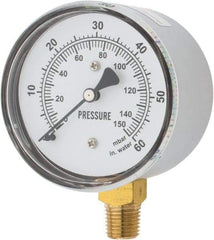 Gast - 1/4" NPT psi Pressure Gauge - 0-60 psi Pressure, 0-150 Millibars - All Tool & Supply