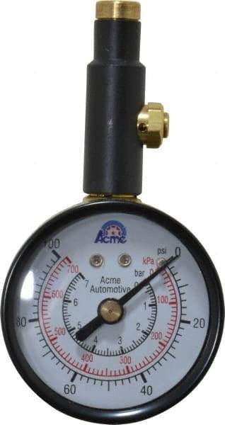 Acme - 0 to 100 psi Dial Straight Tire Pressure Gauge - Closed Check - All Tool & Supply