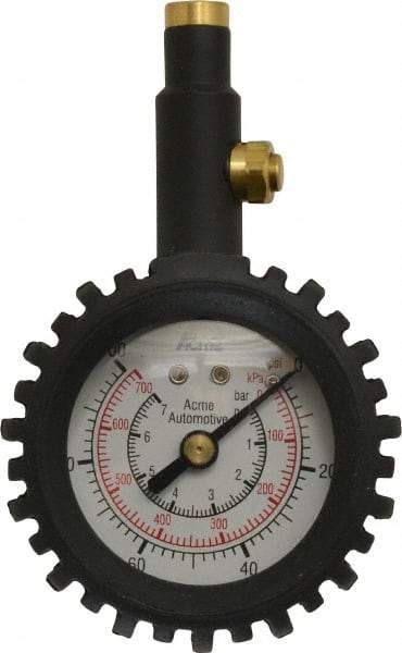 Acme - 0 to 100 psi Dial Straight Tire Pressure Gauge - Closed Check - All Tool & Supply