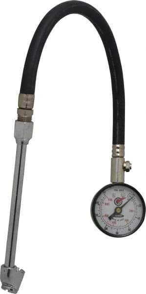 Acme - 0 to 160 psi Dial Dual Tire Pressure Gauge - Closed Check, 12' Hose Length - All Tool & Supply