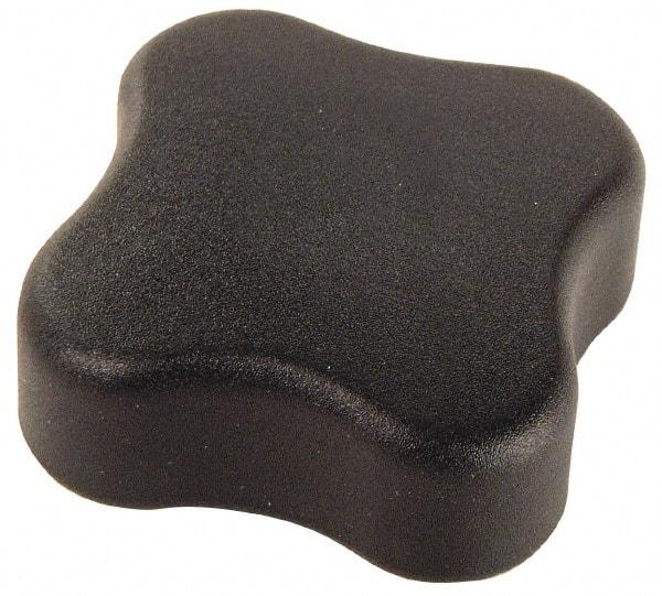 Gibraltar - 1.99" Head Diam, 4 Point Lobed Knob - 5/16-18 Hole, Thermoplastic Elastomer, Black - All Tool & Supply