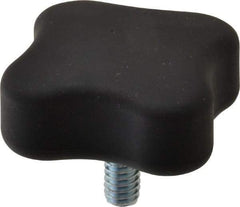 Gibraltar - 1-3/4" Head Diam, 4 Point Lobed Knob - 1/4-20 Stem, Thermoplastic Elastomer, Black - All Tool & Supply