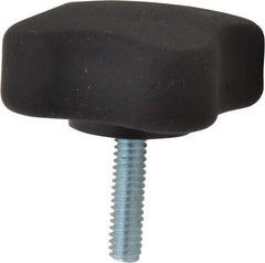 Gibraltar - 1.99" Head Diam, 4 Point Lobed Knob - 1/4-20 Stem, Thermoplastic Elastomer, Black - All Tool & Supply