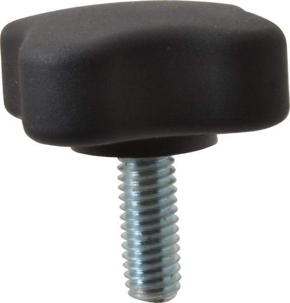 Gibraltar - 1.99" Head Diam, 4 Point Lobed Knob - 3/8-16 Stem, Thermoplastic Elastomer, Black - All Tool & Supply