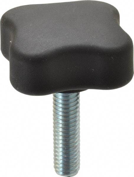 Gibraltar - 1.99" Head Diam, 4 Point Lobed Knob - 3/8-16 Stem, Thermoplastic Elastomer, Black - All Tool & Supply