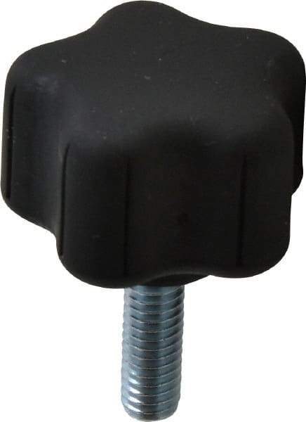 Gibraltar - 1.52" Head Diam, 5 Point Lobed Knob - 5/16-18 Stem, Thermoplastic Elastomer, Black - All Tool & Supply