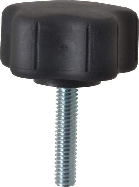 Gibraltar - 1.91" Head Diam, 5 Point Lobed Knob - 5/16-18 Stem, Thermoplastic Elastomer, Black - All Tool & Supply