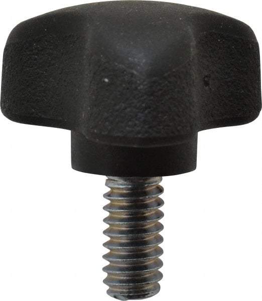 Gibraltar - 1.18" Head Diam, 3 Point Lobed Knob - 1/4-20 Stem, Thermoplastic Elastomer, Black - All Tool & Supply