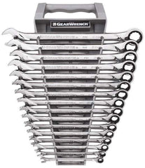 GearWrench - 16 Piece, 8mm to 24mm, 12 Point Combination Wrench Set - Metric Measurement Standard, Chrome Finish, Comes in Tray - All Tool & Supply