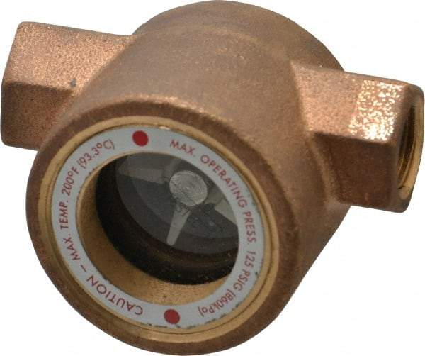 Dwyer - 3/8 Inch, Bronze Body Sight Flow Indicator - 125 Max psi, 3 Inch Overall Length, 200°F - All Tool & Supply