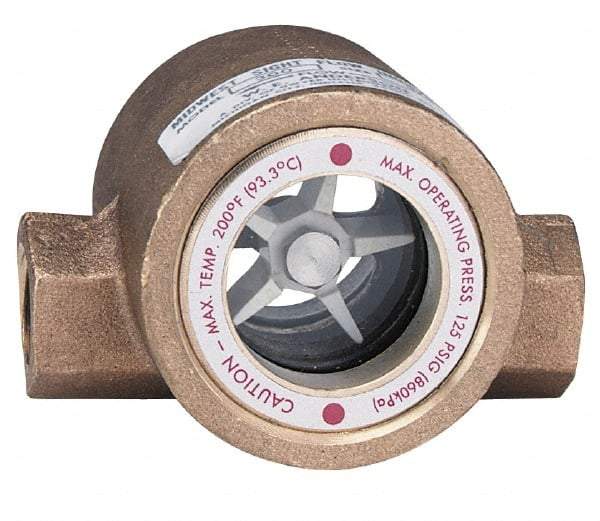 Dwyer - 1/4 Inch, Bronze Body Sight Flow Indicator - 125 Max psi, 3-1/16 Inch Overall Length, 200°F - All Tool & Supply