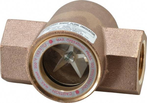 Dwyer - 1 Inch, Bronze Body Sight Flow Indicator - 125 Max psi, 4-3/8 Inch Overall Length, 200°F - All Tool & Supply