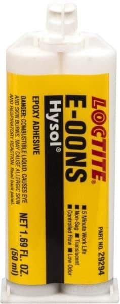 Loctite - 50 mL Cartridge Two Part Epoxy - 3 min Working Time, 1,900 psi Shear Strength, Series E-00NS - All Tool & Supply