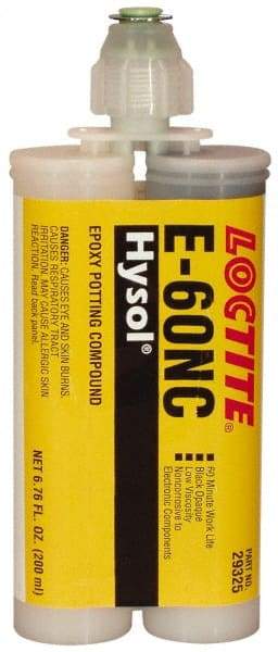 Loctite - 200 mL Cartridge Two Part Epoxy - 60 min Working Time, 3,110 psi Shear Strength, Series E-60NC - All Tool & Supply