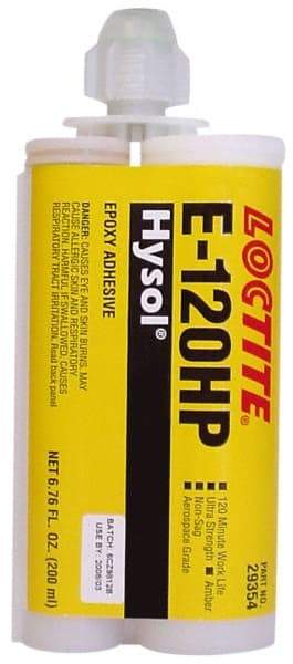 Loctite - 200 mL Cartridge Two Part Epoxy - 120 min Working Time, 4,800 psi Shear Strength, Series E-120HP - All Tool & Supply