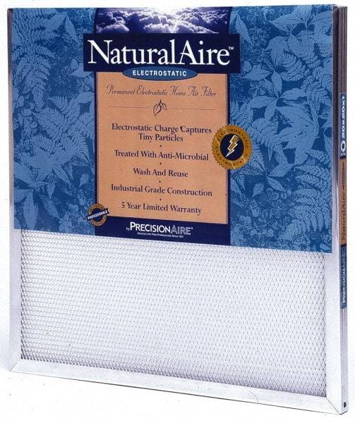 PrecisionAire - 16" Noml Height x 25" Noml Width x 1" Noml Depth, 50 to 60% Capture Efficiency, Wire-Backed Pleated Air Filter - MERV 10, Polyester/Polypropylene, Integrated Frame, For Any Unit - All Tool & Supply