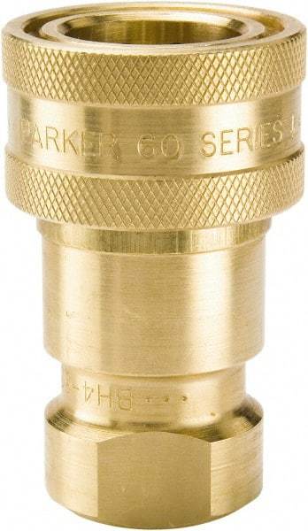 Parker - 1 NPTF Brass Hydraulic Hose Female Pipe Thread Coupler - 1,000 psi, 50 GPM - All Tool & Supply