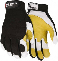 MCR Safety - Size S General Protection Work Gloves - For Work & Driver, Uncoated, Adjustable Closure Cuff, Blue/Yellow/Black/White, Paired - All Tool & Supply