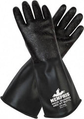 MCR Safety - Size XL (10), 14" Long, 14 mil Thick, Butyl Chemical Resistant Gloves - Smooth Finish, Black - All Tool & Supply