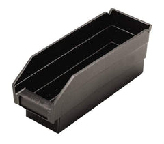 Quantum Storage - 11-5/8" Deep, Black Polypropylene Hopper Shelf Bin - 4" High x 4-1/8" Wide x 11-5/8" Long - All Tool & Supply