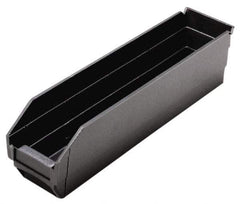 Quantum Storage - 17-7/8" Deep, Black Polypropylene Hopper Shelf Bin - 4" High x 4-1/8" Wide x 17-7/8" Long - All Tool & Supply