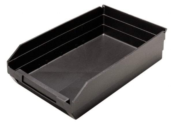 Quantum Storage - 17-7/8" Deep, Black Polypropylene Hopper Shelf Bin - 4" High x 11-1/8" Wide x 17-7/8" Long - All Tool & Supply