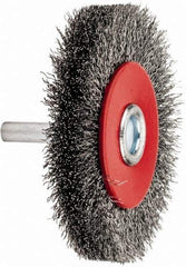 Value Collection - 2-5/8" OD, 1/4" Shank Diam, Crimped Steel Wheel Brush - 1/2" Face Width, 1/2" Trim Length, 0.008" Filament Diam, 15,000 RPM - All Tool & Supply