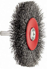 Value Collection - 3-1/16" OD, 1/4" Shank Diam, Crimped Steel Wheel Brush - 1/2" Face Width, 3/4" Trim Length, 0.015" Filament Diam, 12,000 RPM - All Tool & Supply