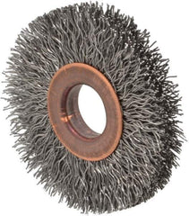 Value Collection - 2" OD, 1/2" Arbor Hole, Crimped Steel Wheel Brush - 5/16" Face Width, 1/2" Trim Length, 0.012" Filament Diam, 15,000 RPM - All Tool & Supply