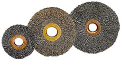 Value Collection - 2" OD, 1/2" Arbor Hole, Crimped Brass-Coated Steel Wheel Brush - 5/16" Face Width, 1/2" Trim Length, 0.007" Filament Diam, 15,000 RPM - All Tool & Supply