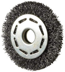 Value Collection - 2-1/2" OD, 3/8" Arbor Hole, Crimped Steel Wheel Brush - 5/16" Face Width, 1/2" Trim Length, 0.012" Filament Diam, 6,000 RPM - All Tool & Supply