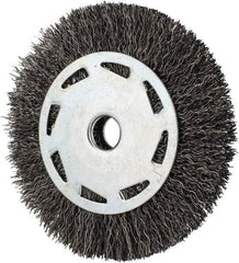 Value Collection - 4" OD, 1/2" Arbor Hole, Crimped Steel Wheel Brush - 7/16" Face Width, 23/32" Trim Length, 0.012" Filament Diam, 5,000 RPM - All Tool & Supply