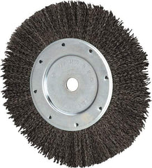 Value Collection - 8" OD, 1/2" Arbor Hole, Crimped Steel Wheel Brush - 9/16" Face Width, 1-9/16" Trim Length, 0.012" Filament Diam, 4,500 RPM - All Tool & Supply