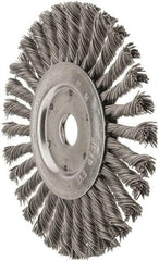 Value Collection - 7" OD, 7/8" Arbor Hole, Knotted Steel Wheel Brush - 1/2" Face Width, 1-11/16" Trim Length, 0.015" Filament Diam, 9,000 RPM - All Tool & Supply