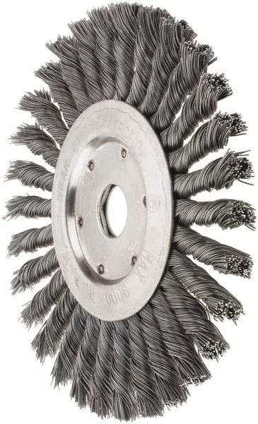 Value Collection - 7" OD, 7/8" Arbor Hole, Knotted Steel Wheel Brush - 1/2" Face Width, 1-11/16" Trim Length, 0.012" Filament Diam, 9,000 RPM - All Tool & Supply