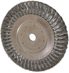 Value Collection - 10" OD, 1" Arbor Hole, Knotted Steel Wheel Brush - 5/8" Face Width, 1-11/16" Trim Length, 0.008" Filament Diam, 4,500 RPM - All Tool & Supply