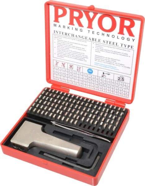 Pryor - 112 Piece, 3/32 Inch Character, Hardened Steel Type Set - 12 Character Capacity - All Tool & Supply