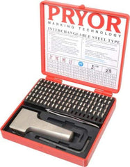 Pryor - 112 Piece, 3/32 Inch Character, Hardened Steel Type Set - 12 Character Capacity - All Tool & Supply