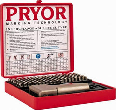 Pryor - 112 Piece, 1/8 Inch Character, Hardened Steel Type Set - 9 Character Capacity - All Tool & Supply