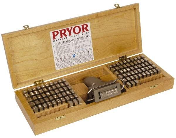 Pryor - 106 Piece, 3/8 Inch Character, Hardened Steel Type Set - 6 Character Capacity - All Tool & Supply