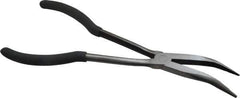 Value Collection - 11" OAL, 4" Jaw Length x 11/16" Jaw Width, Long Nose Pliers - Serrated Jaw, Angled Head, Plastic Dipped Handles - All Tool & Supply