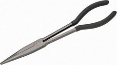 Value Collection - 11" OAL, 4" Jaw Length x 11/16" Jaw Width, Long Nose Pliers - Serrated Jaw, Straight Head, Plastic Dipped Handles - All Tool & Supply