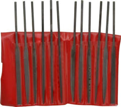 Value Collection - 12 Piece Swiss Pattern File Set - 5-1/2" Long, 0 Coarseness, Round Handle, Set Includes Barrette, Crossing, Equalling, Flat, Half Round, Knife, Round, Round Edge Joint, Slitting, Square, Three Square - All Tool & Supply