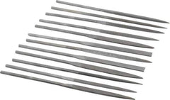 Value Collection - 12 Piece Swiss Pattern File Set - 6-1/4" Long, 0 Coarseness, Round Handle, Set Includes Barrette, Crossing, Equalling, Flat, Half Round, Knife, Round, Round Edge Joint, Slitting, Square, Three Square - All Tool & Supply