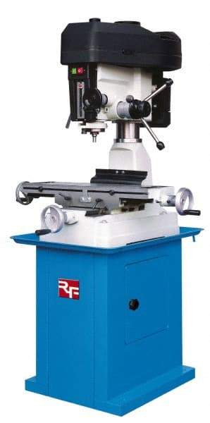 Rong Fu - 3 Phase, 16-3/8" Swing, Step Pulley Mill Drill Machine - 28-1/2" Table Length x 8-1/4" Table Width, 18-1/8" Longitudinal Travel, 6-1/4" Cross Travel, 23 Spindle Speeds, 1 hp, 230 Volts - All Tool & Supply