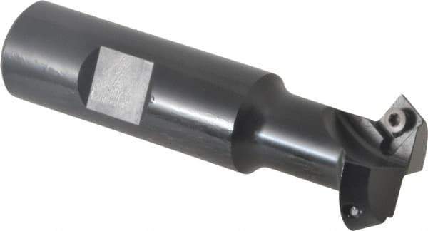 Kennametal - 30° Lead Angle, 1.077" Max Cut Diam, 3/4" Min Cut Diam, 6.6mm Max Depth of Cut, Indexable Chamfer and Angle End Mill - 2 Inserts, SDEB 26152 Insert Style, 3-1/4" Overall Length, Straight Shank - All Tool & Supply